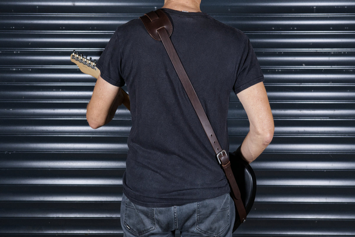 Shoulder Pad Brown Leather Guitar Strap