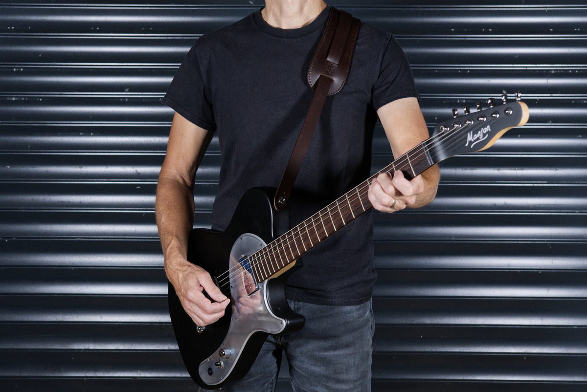 Shoulder Pad Brown Leather Guitar Strap
