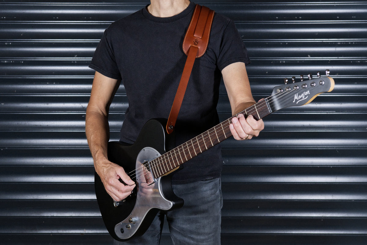 Shoulder Pad Tan Leather Guitar Strap